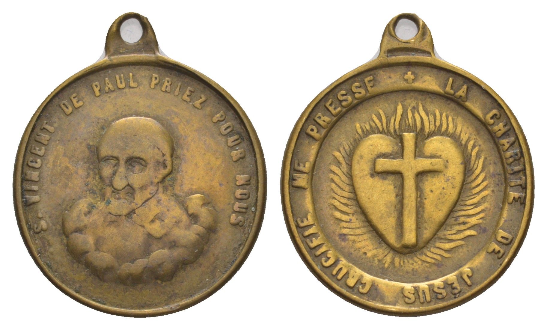 Франция религиозный медальон с изображением Викентия де Поля 1830 Дочери милосердия, размер 23,5x22,5 мм, вес 4,03 гр латунь 4654-124