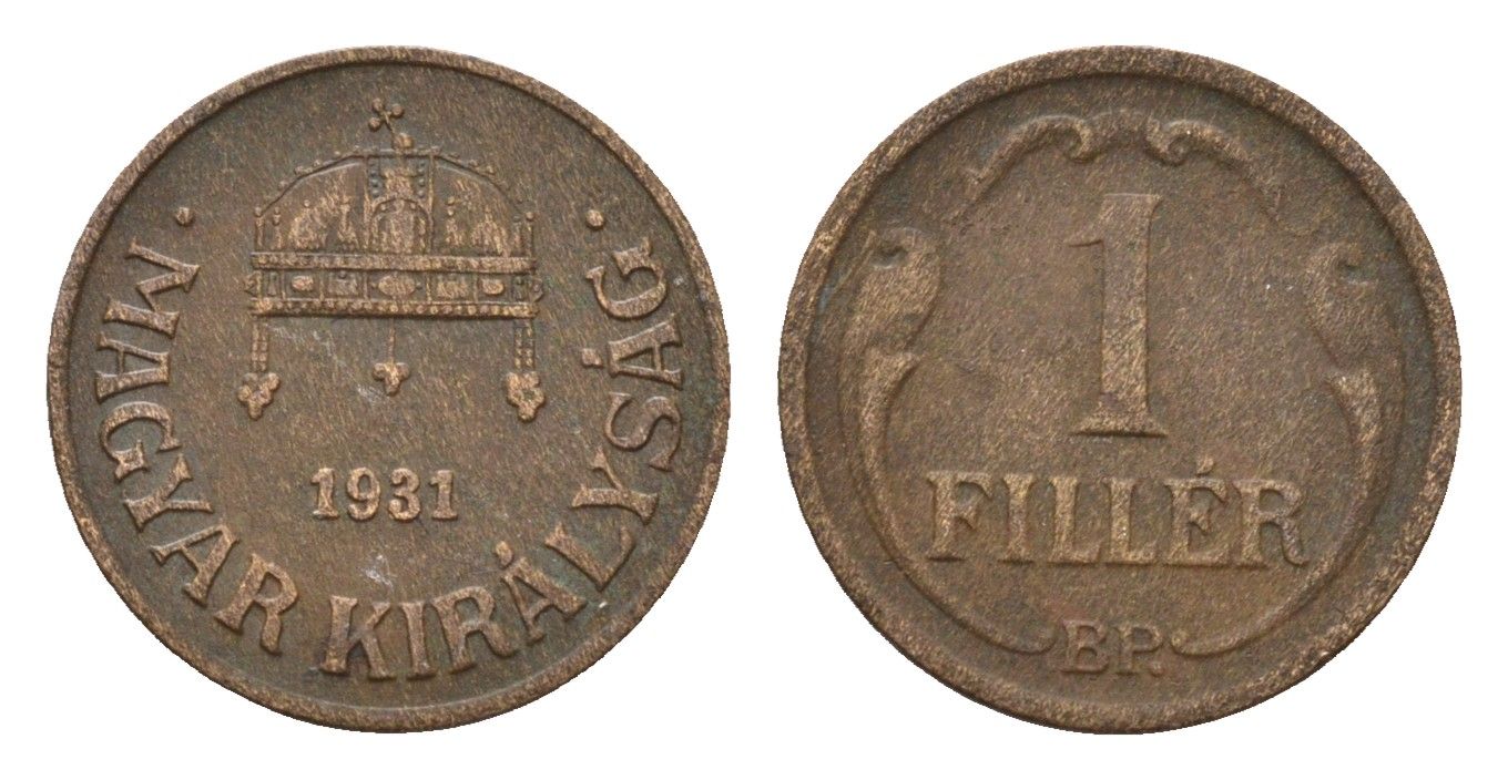 Венгрия 1 филлер 1931 KM 505 бронза 44-1212