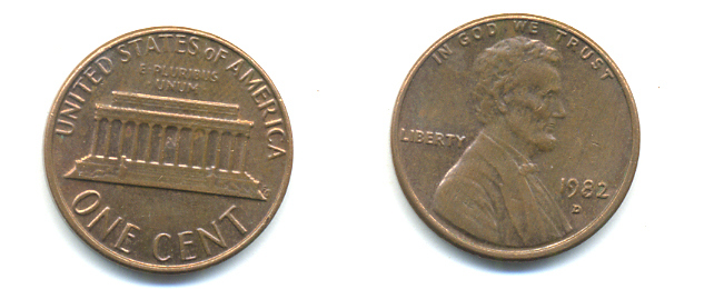 США 1 ЦЕНТ 1982 D, ЛИНКОЛЬН KM 201 медь цинк 86-129