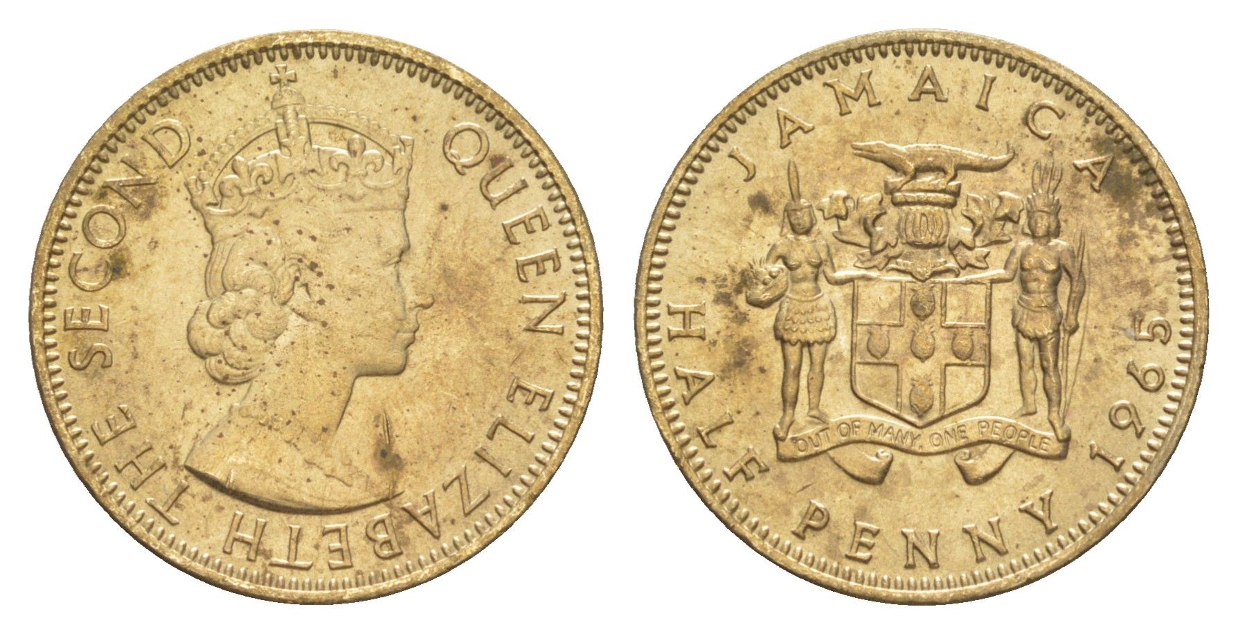 Ямайка 1/2 пенни 1965 KM 38 никель латунь UNC 4640-1261