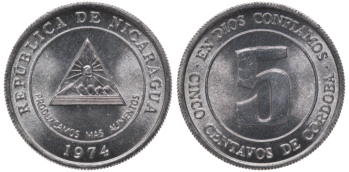 Никарагуа 5 сентаво 1974 ФАО KM 28 алюминий UNC M54-06