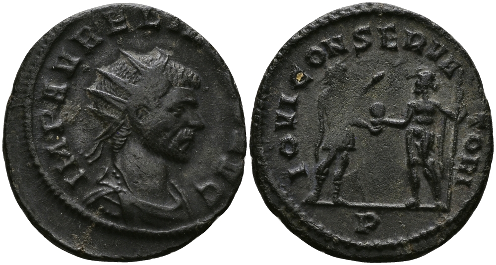 Римская Империя антониниан 271 Аврелиан IOVI CONSERVATORI Медиолан Very fine RIC 131 бронза 1073-10-35
