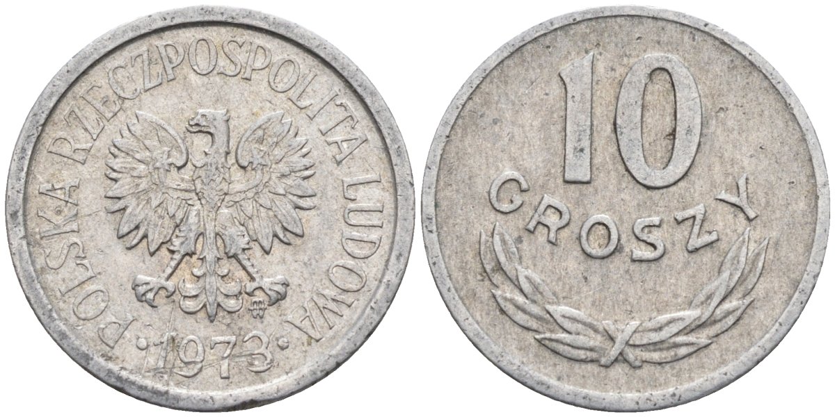 Польша 10 грошей 1973 MW, Народная Республика KM АА47, Parchimowicz 206l алюминий 4580-614