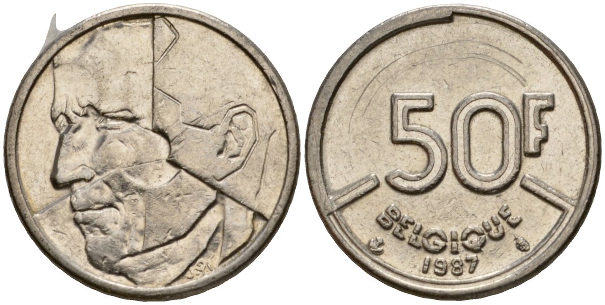 Бельгия 50 франков 1987 Belgique, Бодуэн I (1951-1993) KM 168 никель 4601-113