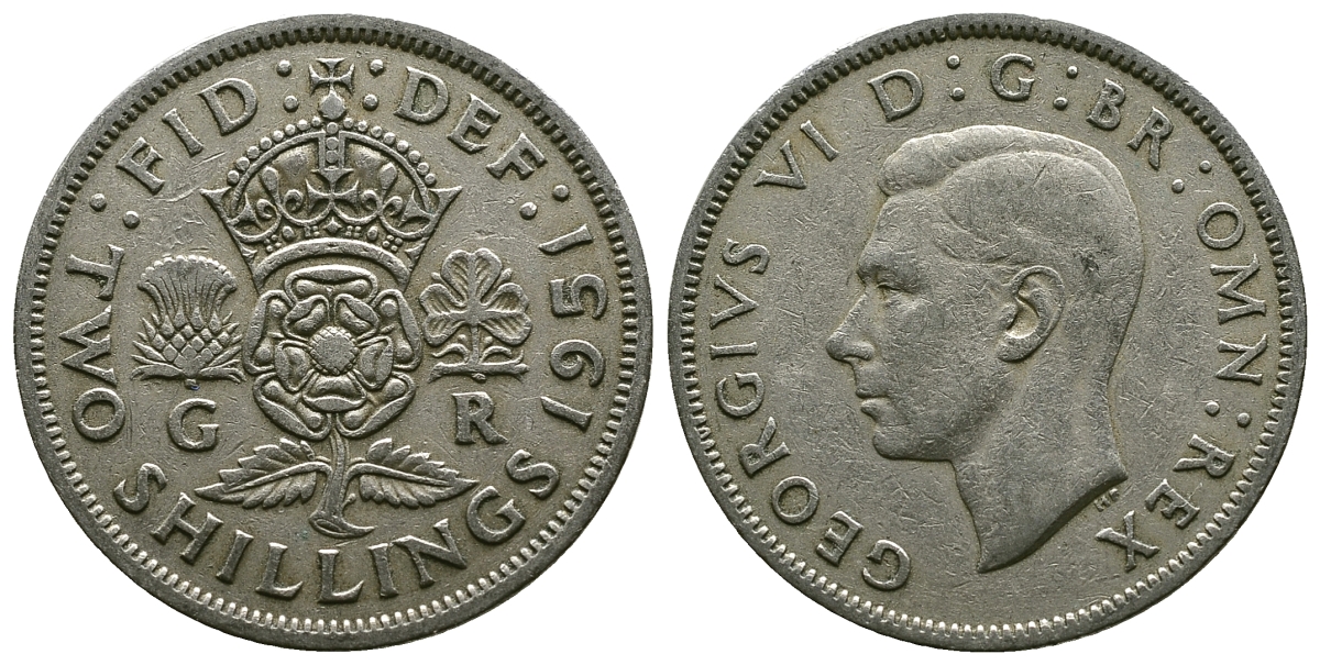 Великобритания 2 шиллинга (флорин) 1951 Георг VI (1936-1952) KM 878, Spink 4107 медно-никель 4607-735