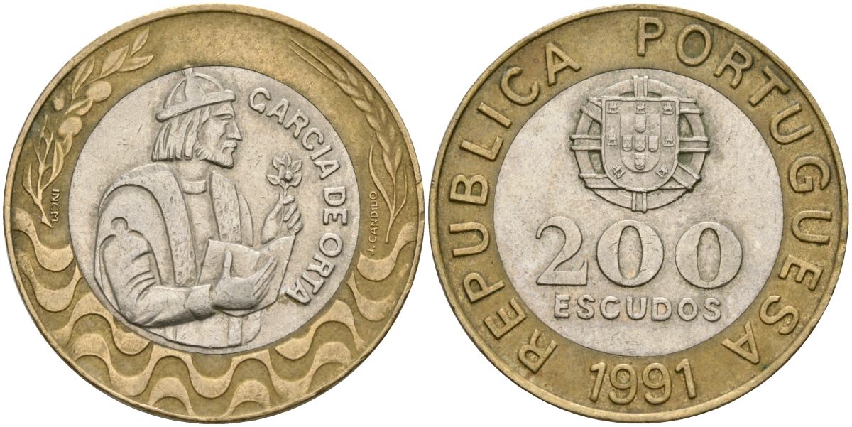 Португалия 200 эсудо 1991 KM 655 биметалл 4165-336