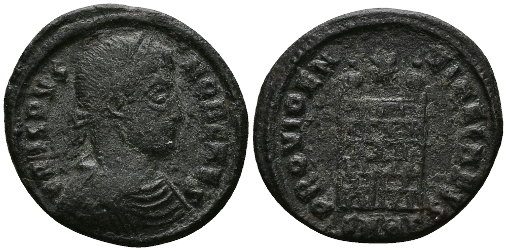 Римская Империя нуммий 324 - 325 Крисп PROVIDENTIAE CAESS Гераклея Very fine (степень редкости R4) RIC 75 бронза 1073-6-54