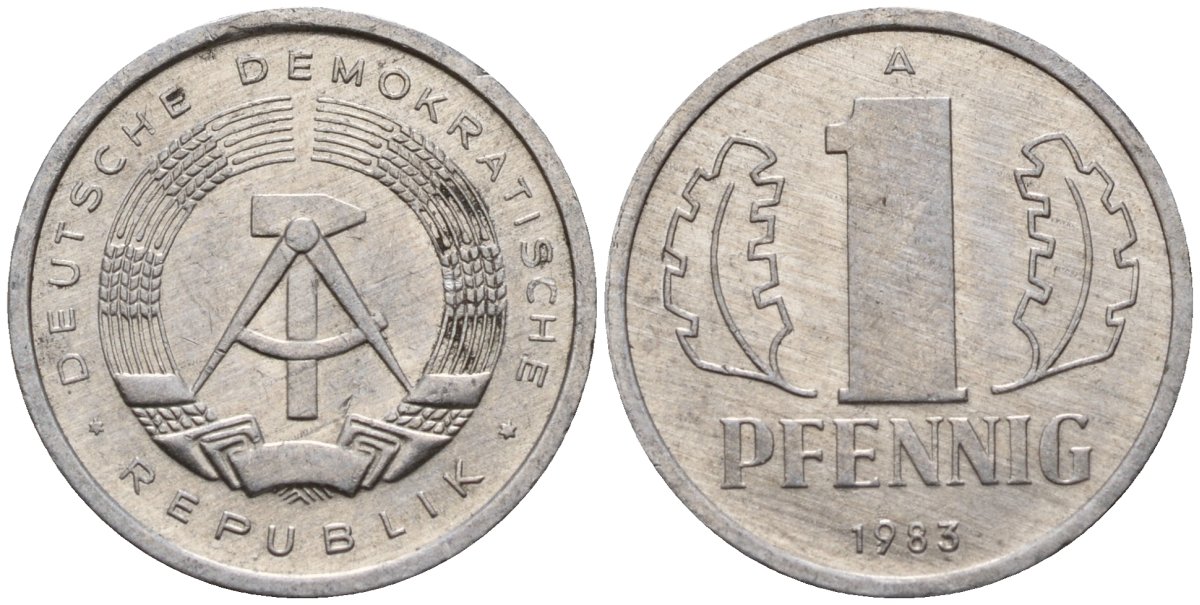 ГДР 1 пфенниг 1986 A KM 8.1 алюминий 4189-525