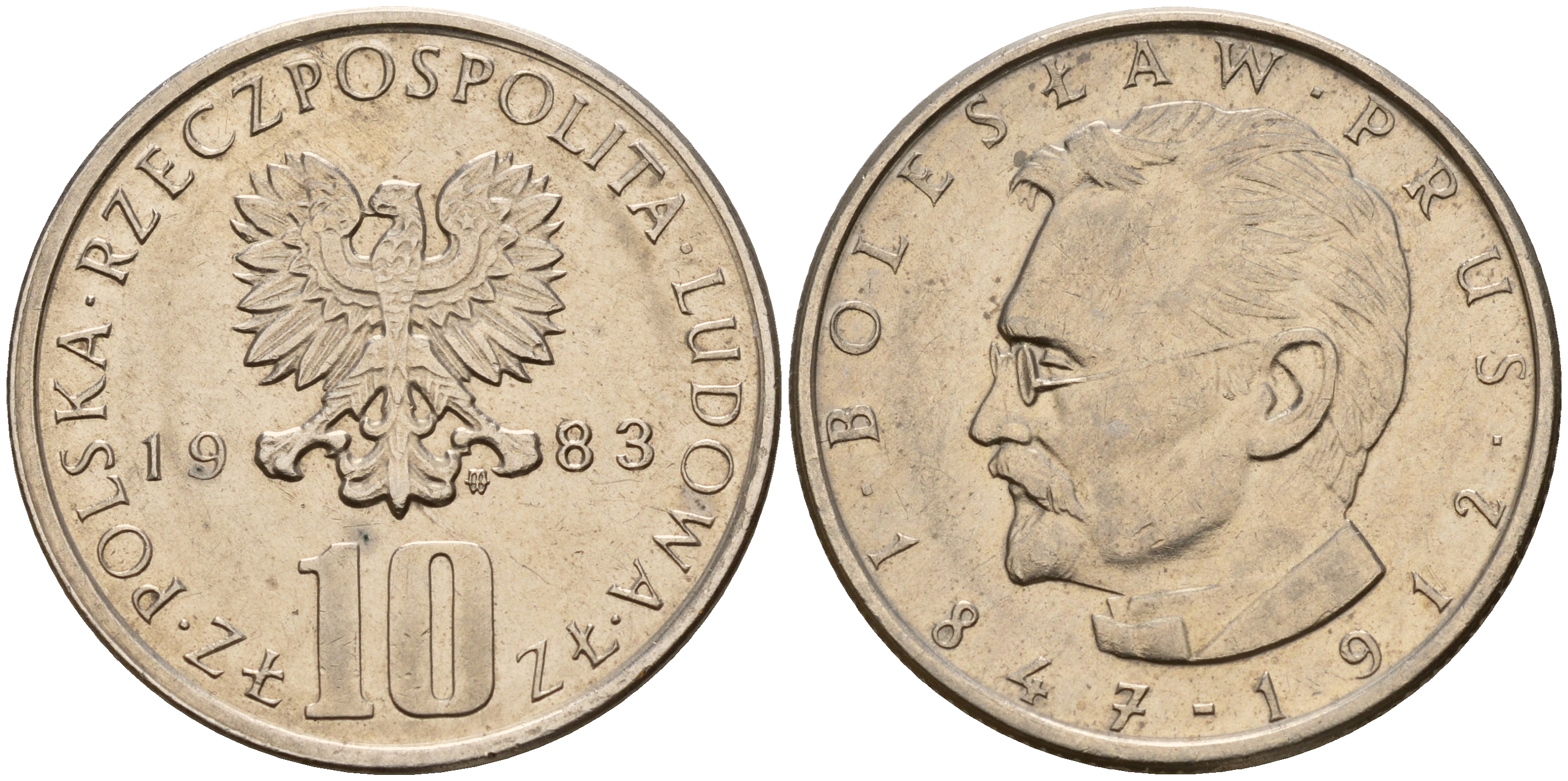 Польша 10 злотых 1983 MW, Болеслав Прус KM 73 медно-никель    4161-1134
