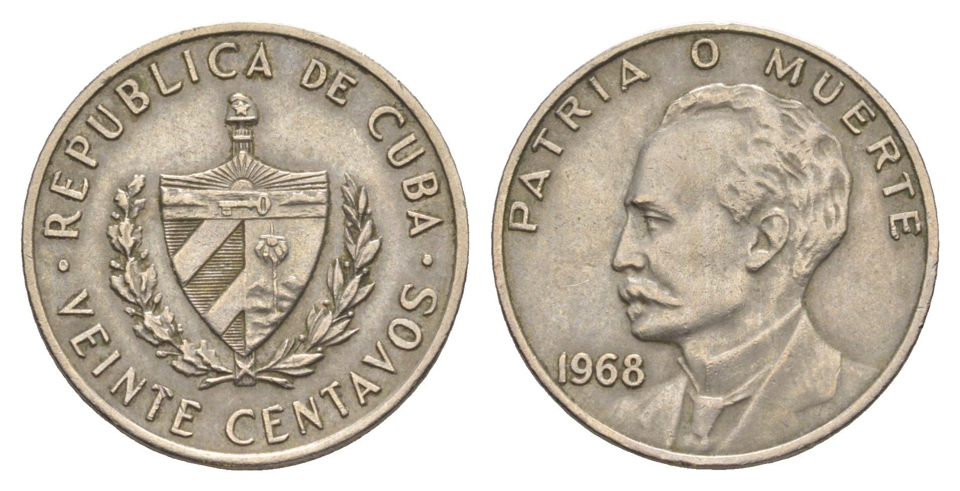 Куба 20 сентаво 1968 Хосе Марти KM 31 медно-никель 4637-1054