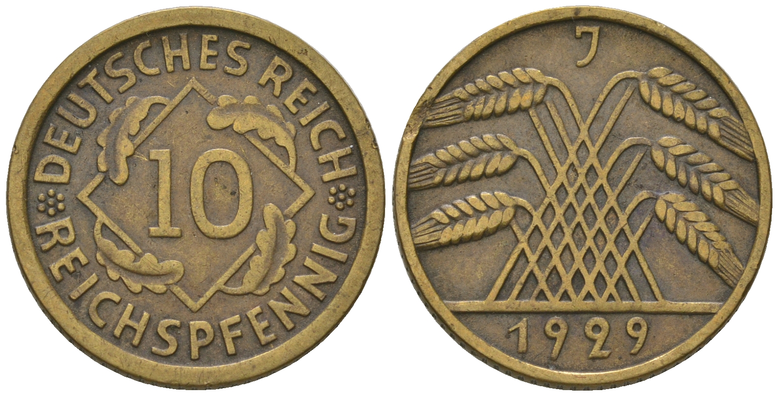 Германия 10 рейхспфеннигов 1929 J KM 40, J. 317 бронза    4641-323