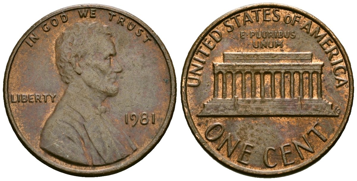 США 1 цент 1981 KM 201 медь цинк 4136-966