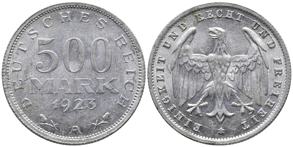 ГЕРМАНИЯ 500 МАРОК 1923 А KM 36, J. 305 алюминий 38-316