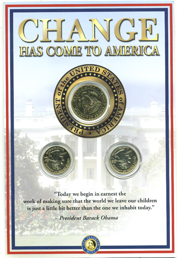 США набор из 3 монет 2003 1/2 доллара ( 50 центов ) Барак Обама, квотер Иллиноис, квотер Гавайи. В оригинальном буклете, позолота, цветная эмаль , сертификат, ограниченый выпуск медно-никель UNC 4-3-1-05