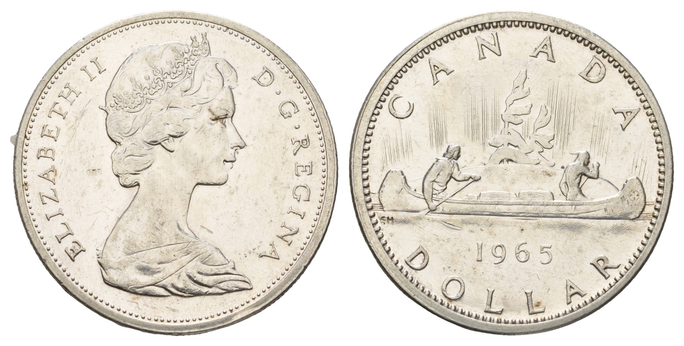 Канада 1 доллар 1965 Елизавета II (1952-2022), каноэ KM 64.1 серебро aUNC 603-1231