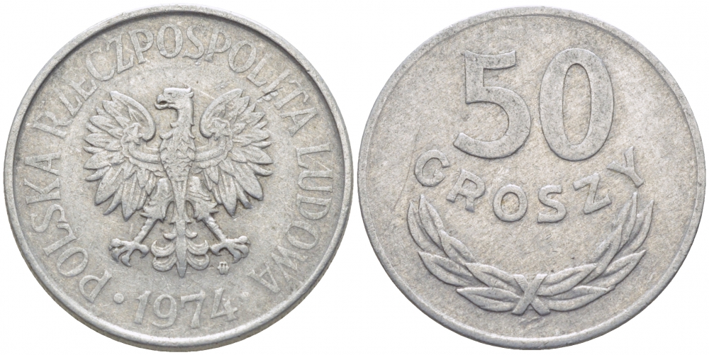 ПОЛЬША 50 ГРОШЕЙ 1974 MW KM 48.1 алюминий 4448-143
