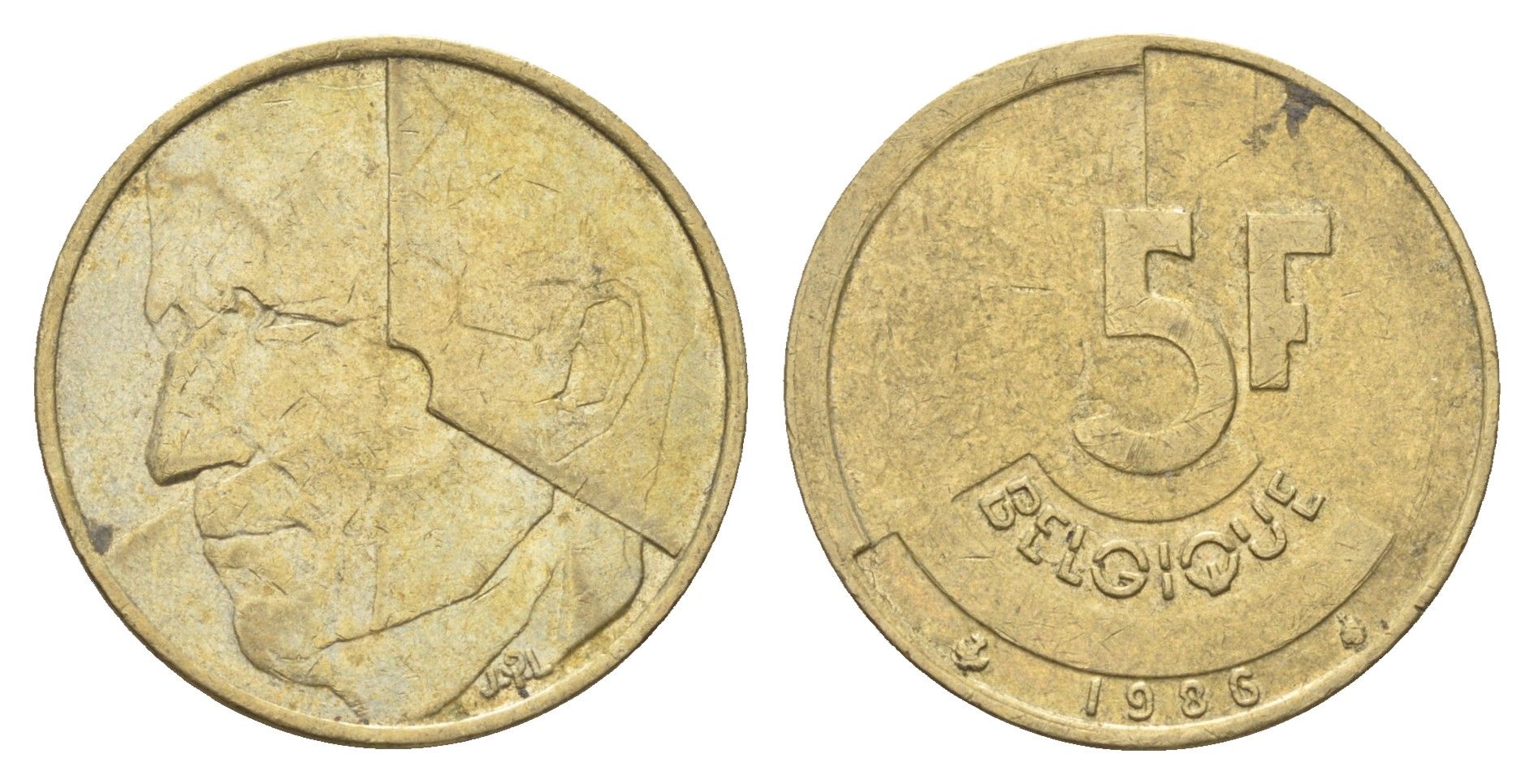 Бельгия 5 франков 1986 Belgique, Бодуэн I (1951-1993) KM 163 медь алюминий никель 4706-152