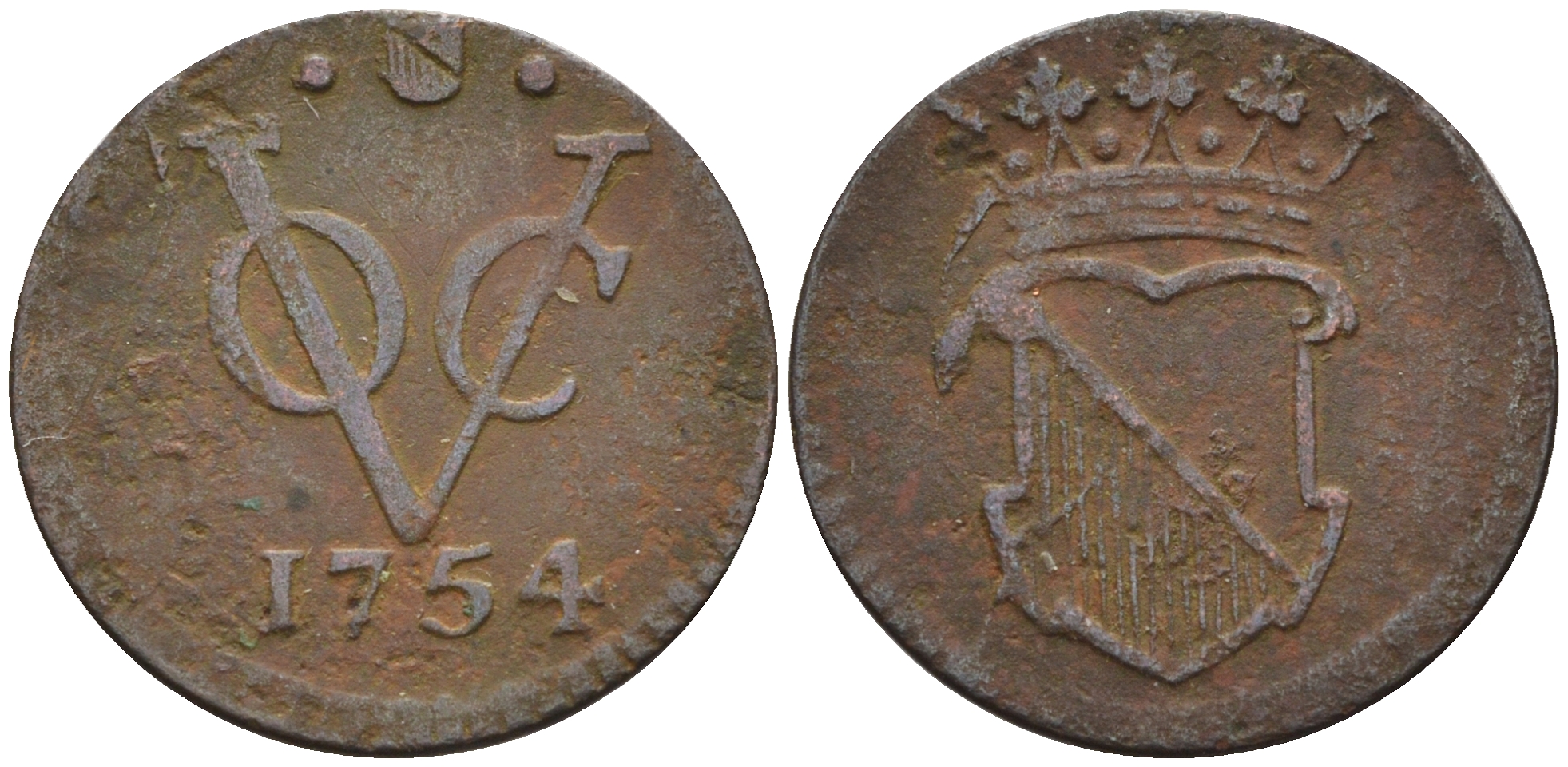Нидерланды, Утрехт 1/2 дуит 1754   медь 4115-229