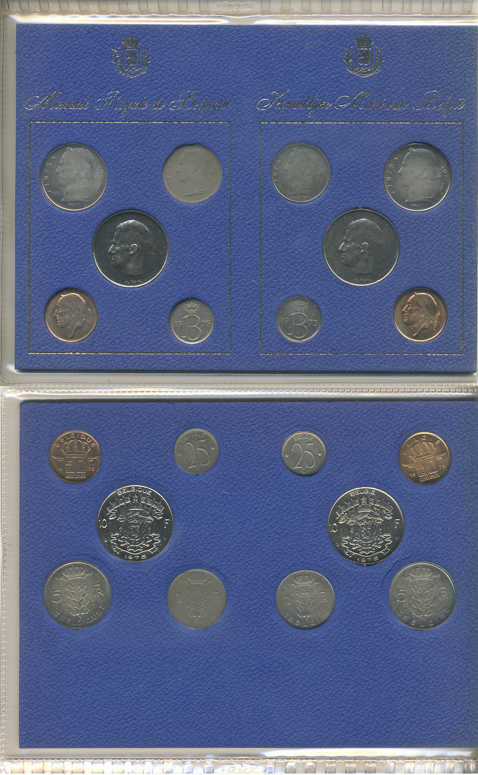 Бельгия набор из 10 монет 1975 BELGIE-BELGIQUE, в оригинальном картонном буклете KM SS 11   UNC  1-6-4-51