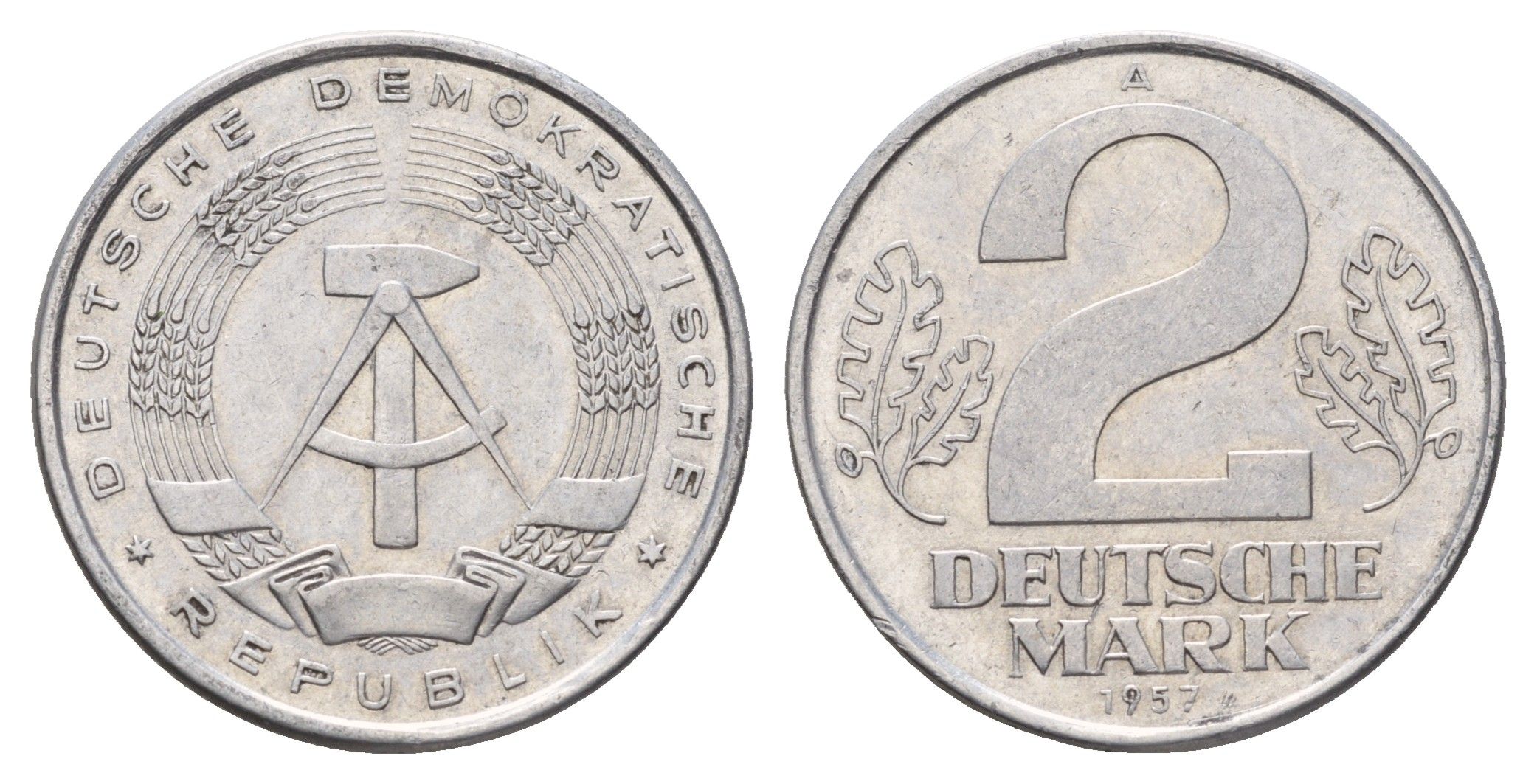 ГДР 2 марки 1957 A KM 14 алюминий 3856-632