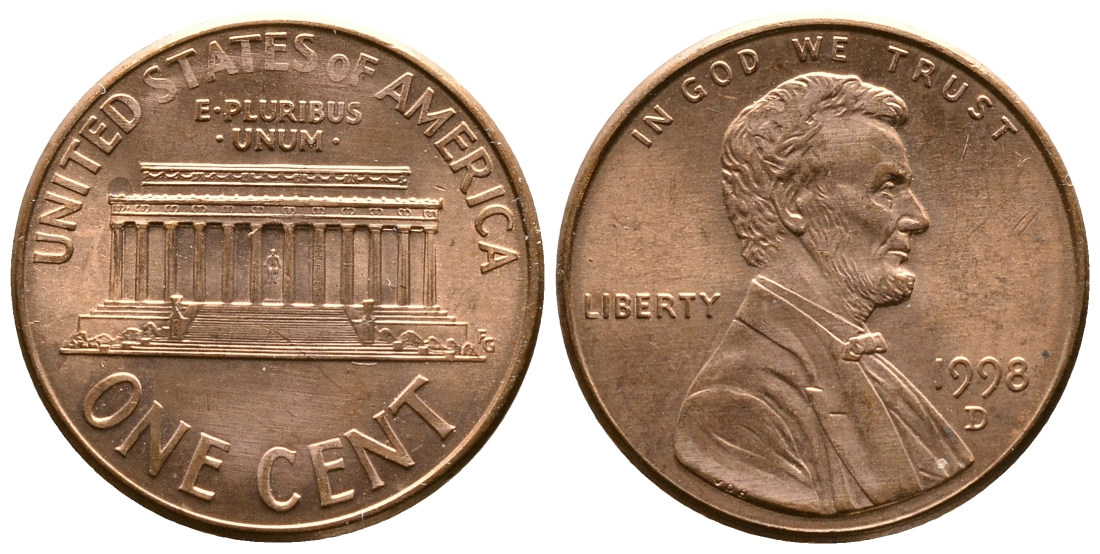 США 1 ЦЕНТ 1998 D, ЛИНКОЛЬН КМ 201b цинк плакированный медью 176-831