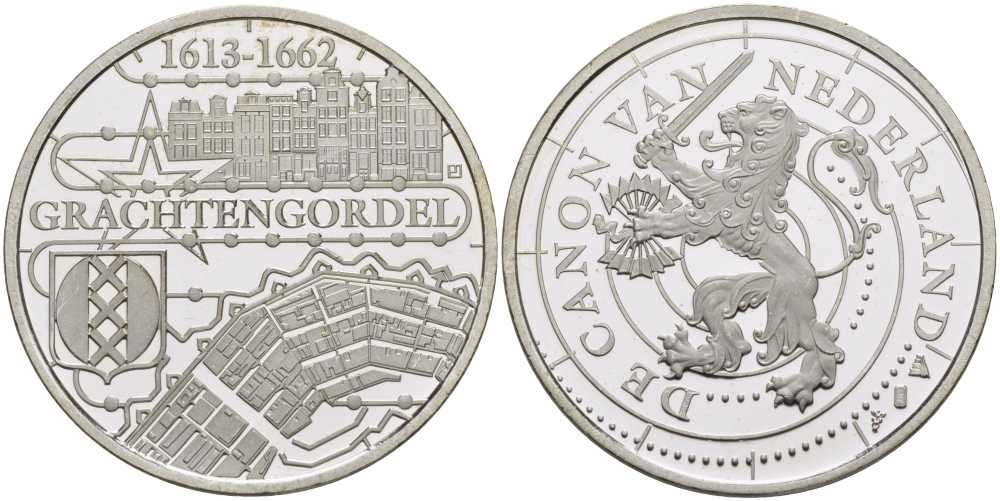 НИДЕРЛАНДЫ МЕДАЛЬ СЕРИИ ИСТОРИЯ НИДЕРЛАНДОВ, АРХИТЕКТУРА КАНАЛОВ (1618-1662), ДИАМЕТР 30 ММ., ВЕС 9,43 ГР. медно-никель 1076-6-63