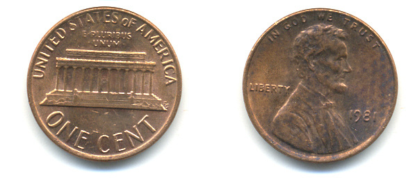 США 1 ЦЕНТ 1981 ЛИНКОЛЬН KM 201 медь цинк 86-123