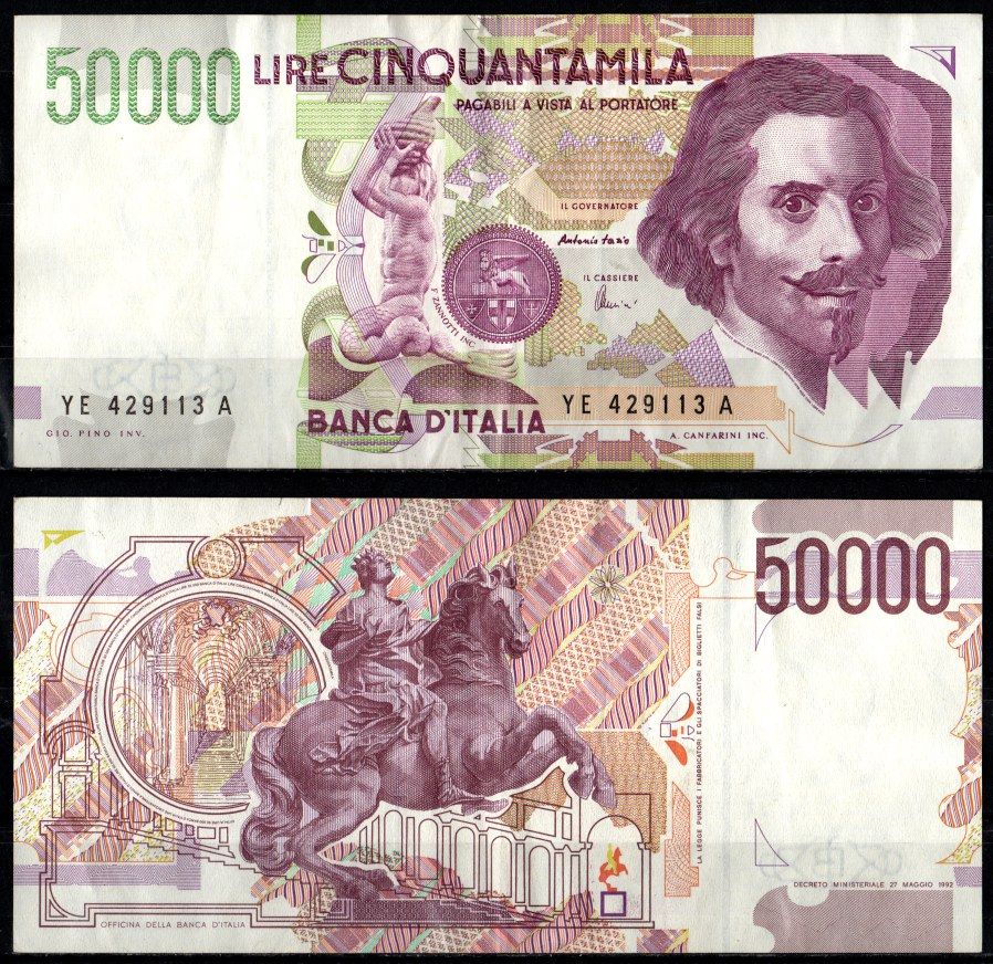 Италия 50000 лир 1992 Pick 116 c бумага 7205-3-3-1