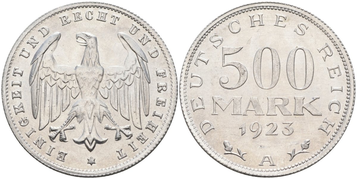 Германия 500 марок 1923 А KM 36, J.305 алюминий UNC 4587-415
