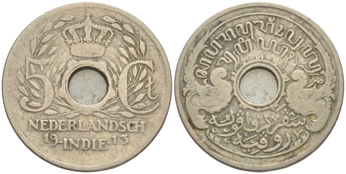 Нидерландская Восточная Индия 5 центов 1913 Вильгельмина (1890-1948) KM 313 медно-никель 219-611