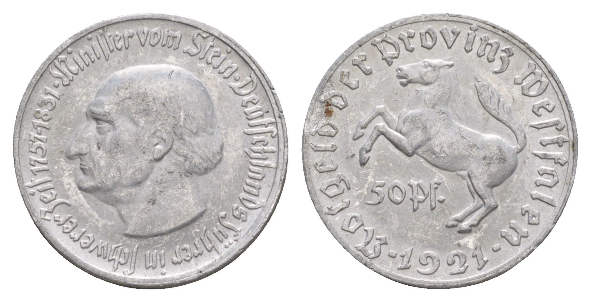 Вестфалия 50 пфеннигов 1921 Генрих Фридрих Штейн Funck 599.1, Men18 33512.1 алюминий 4642-514