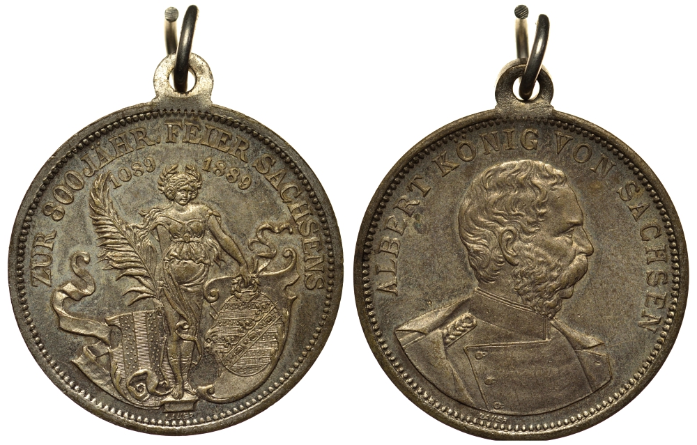 ГЕРМАНИЯ МЕДАЛЬ 1889 800 ЛЕТ САКСОНИИ, 27 мм, 9,94 гр PROOF 4044-632