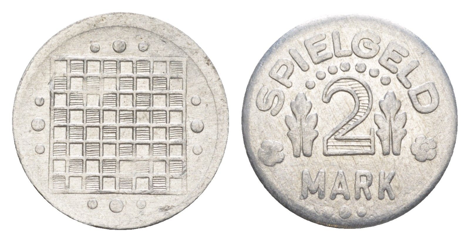 Германия игровой жетон в 2 марки ND разновидность - Шахматная доска с точками, вес 0,8 гр, диаметр 20 мм алюминий UNC 3955-331