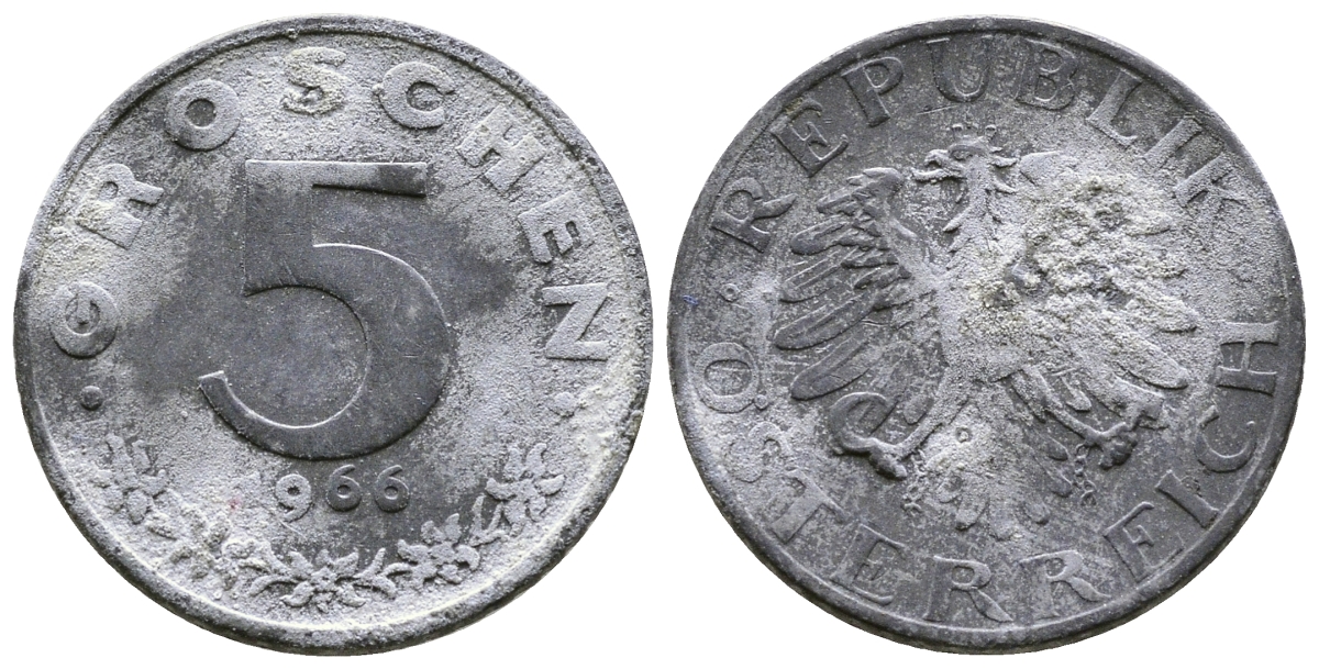 АВСТРИЯ 5 ГРОШЕЙ 1966 KM 2875 цинк 57-1143