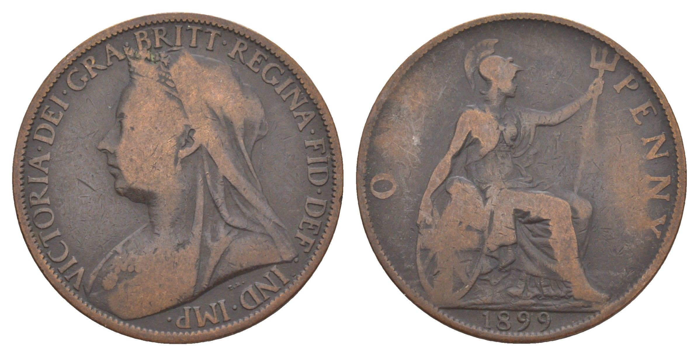 Великобритания 1 пенни 1899 Виктория (1837-1901) KM 790, Spink 3961 бронза 4645-741