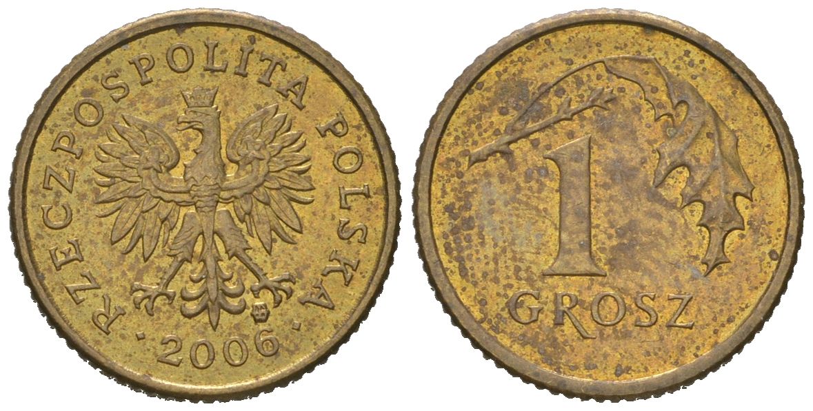 Польша 1 грош 2006 MW Y 276 марганец латунь aUNC 4618-536