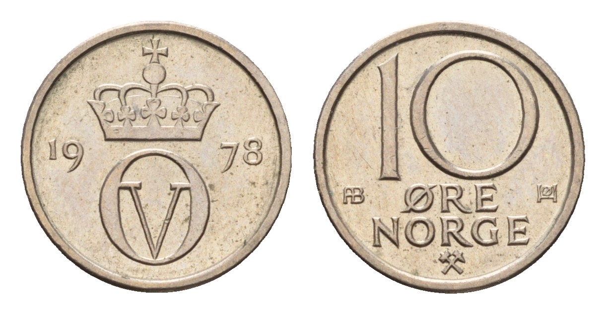 Норвегия 10 эре 1978 Улаф V (1957-1991) KM 416 медно-никель 3458-1134