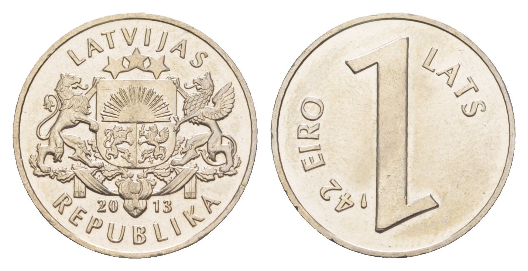 Латвия 1 лат 2013 Паритет монет KM 145 медно-никель UNC 4652-821
