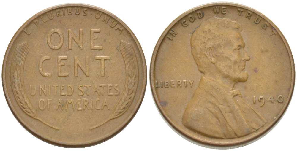США 1 ЦЕНТ 1940 ЛИНКОЛЬН KM 132 бронза 3309-444