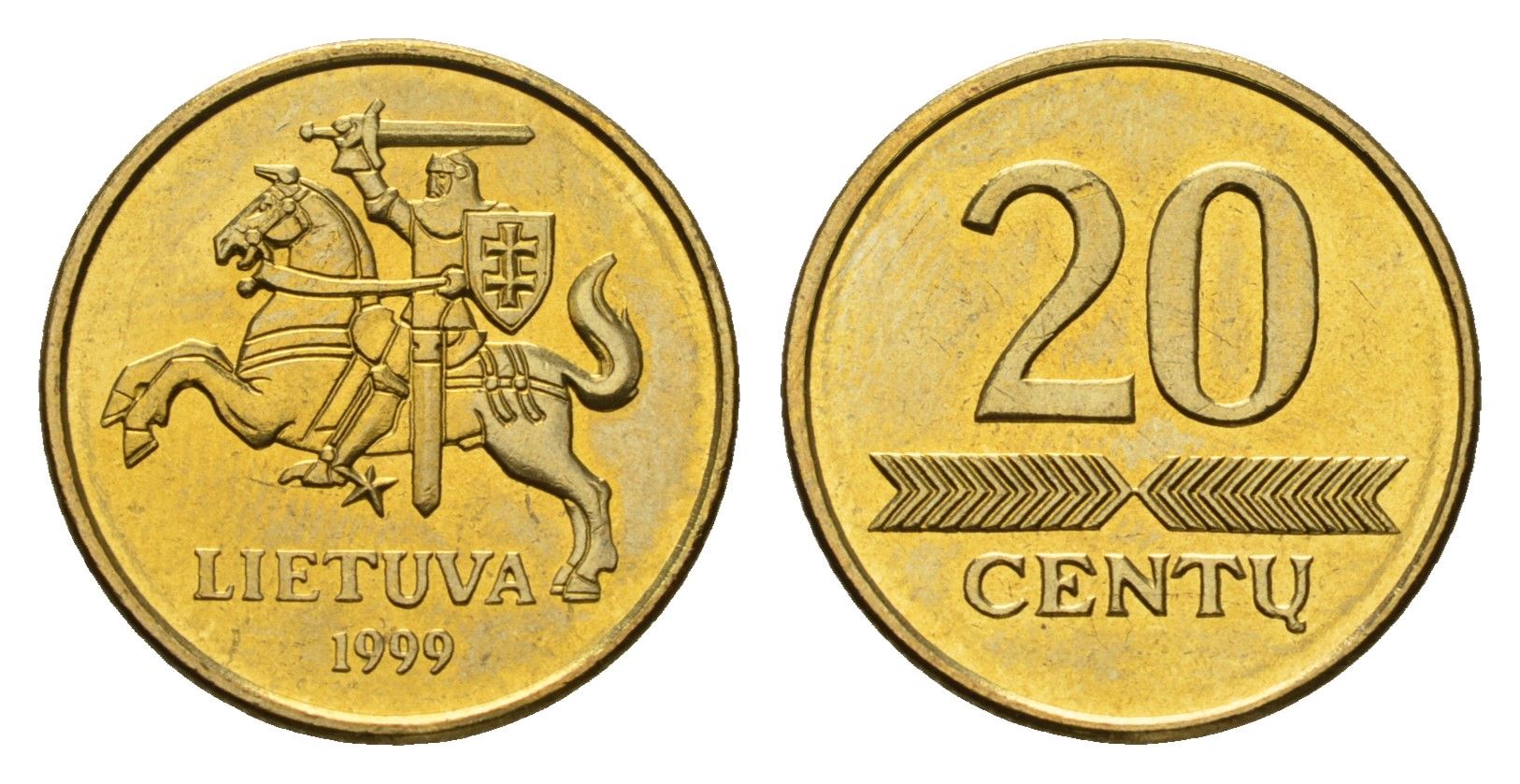 Литва 20 центов 1999 KM 107 никель латунь UNC 4164-116