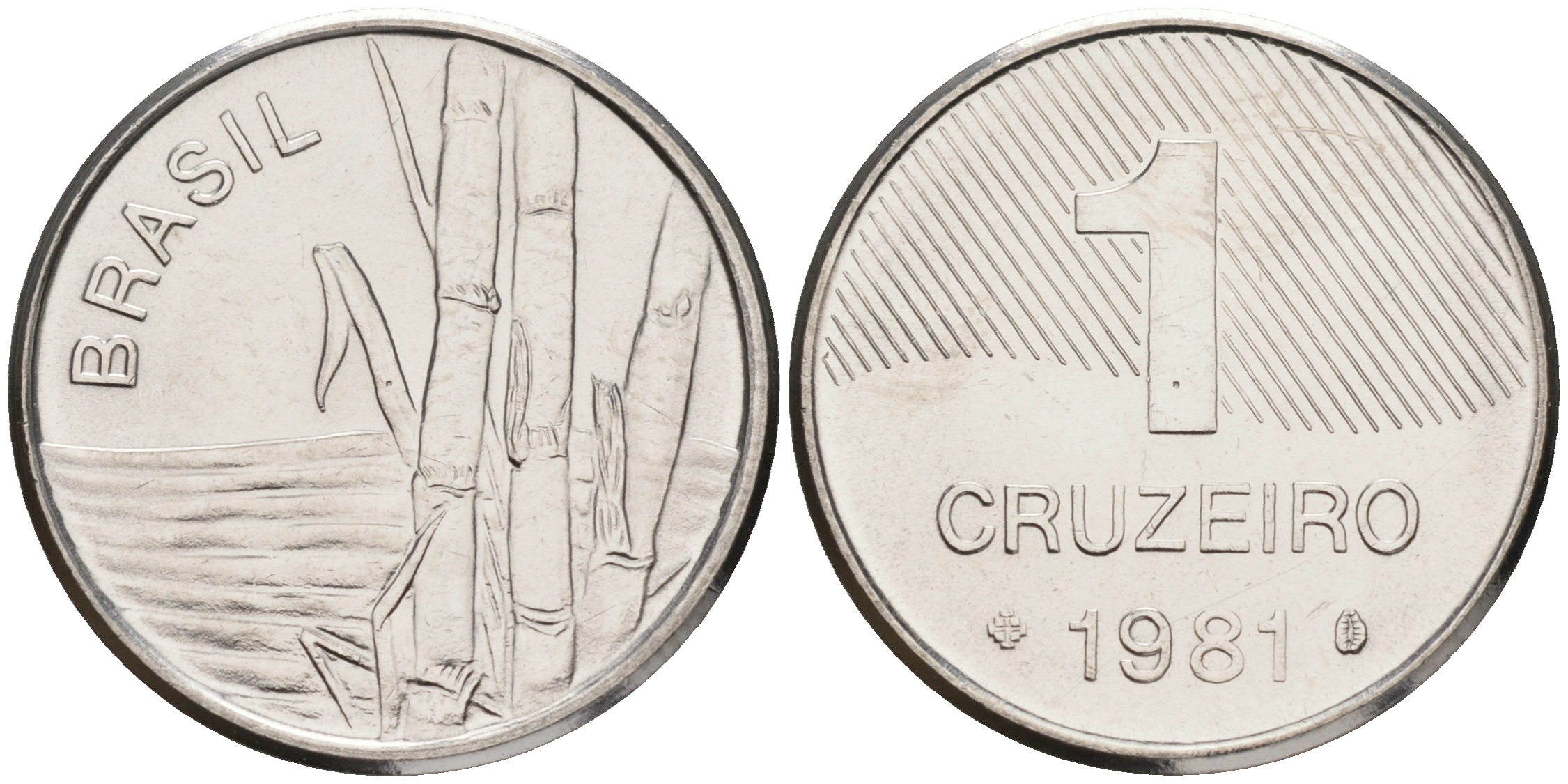 Бразилия 1 крузейро 1981 сахарный тростник KM 590 нержавеющая сталь UNC 4556-256