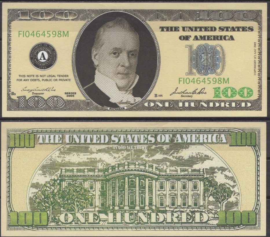 США 100 долларов 2005 Джеймс Бьюкенен бумага UNC (пресс) 8615-36-3-1