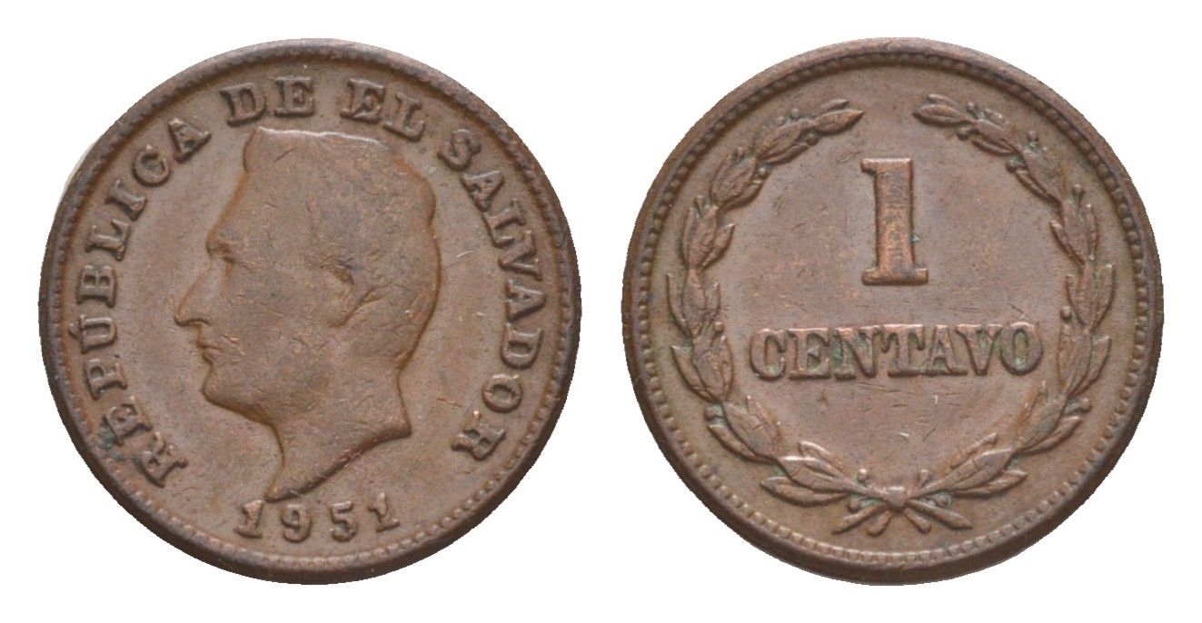Сальвадор 1 сентаво 1951 KM 135.1 бронза 4644-217