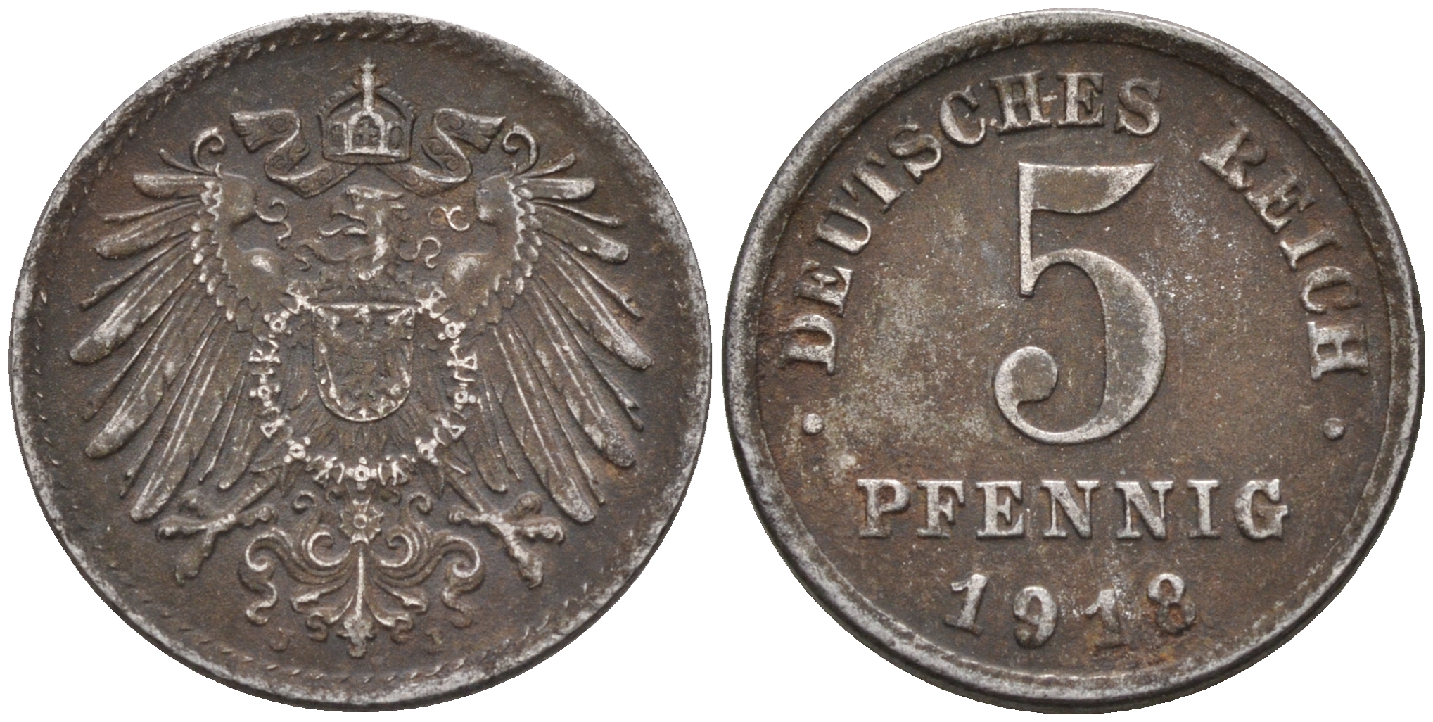 Германия 5 пфеннигов 1918  KM 19, J. 297 железо    4594-1115