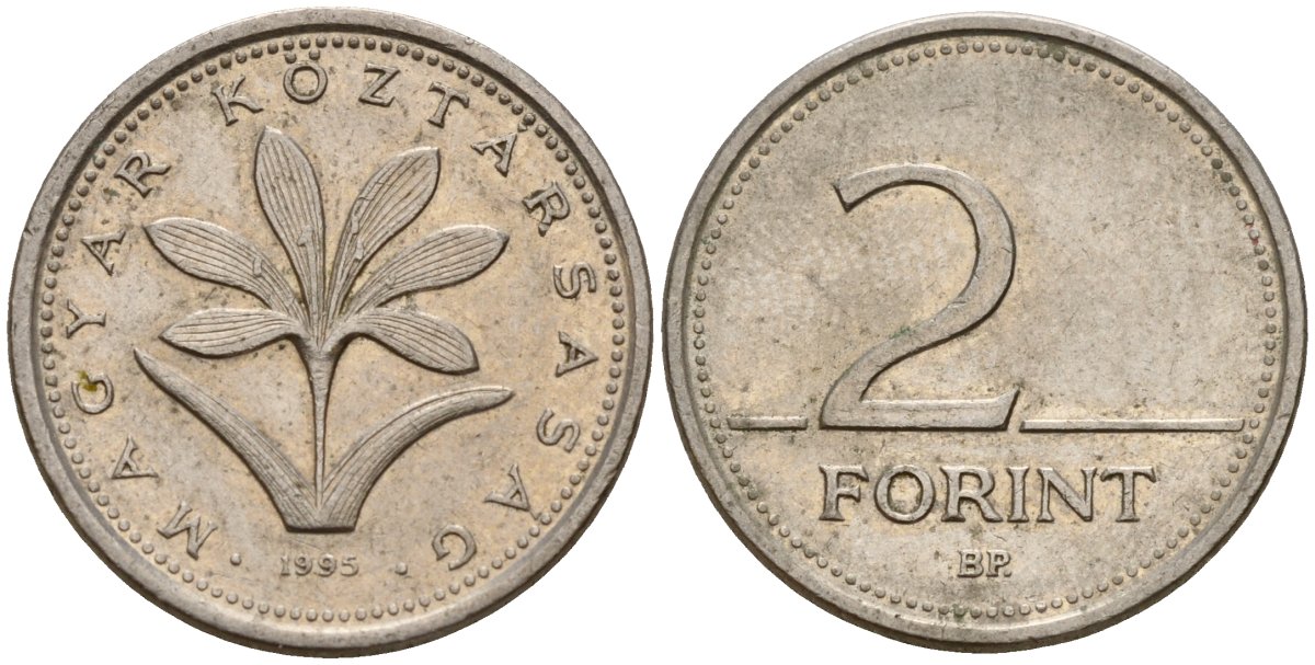 Венгрия 2 форинта 1995 KM 693 медно-никель 4158-626