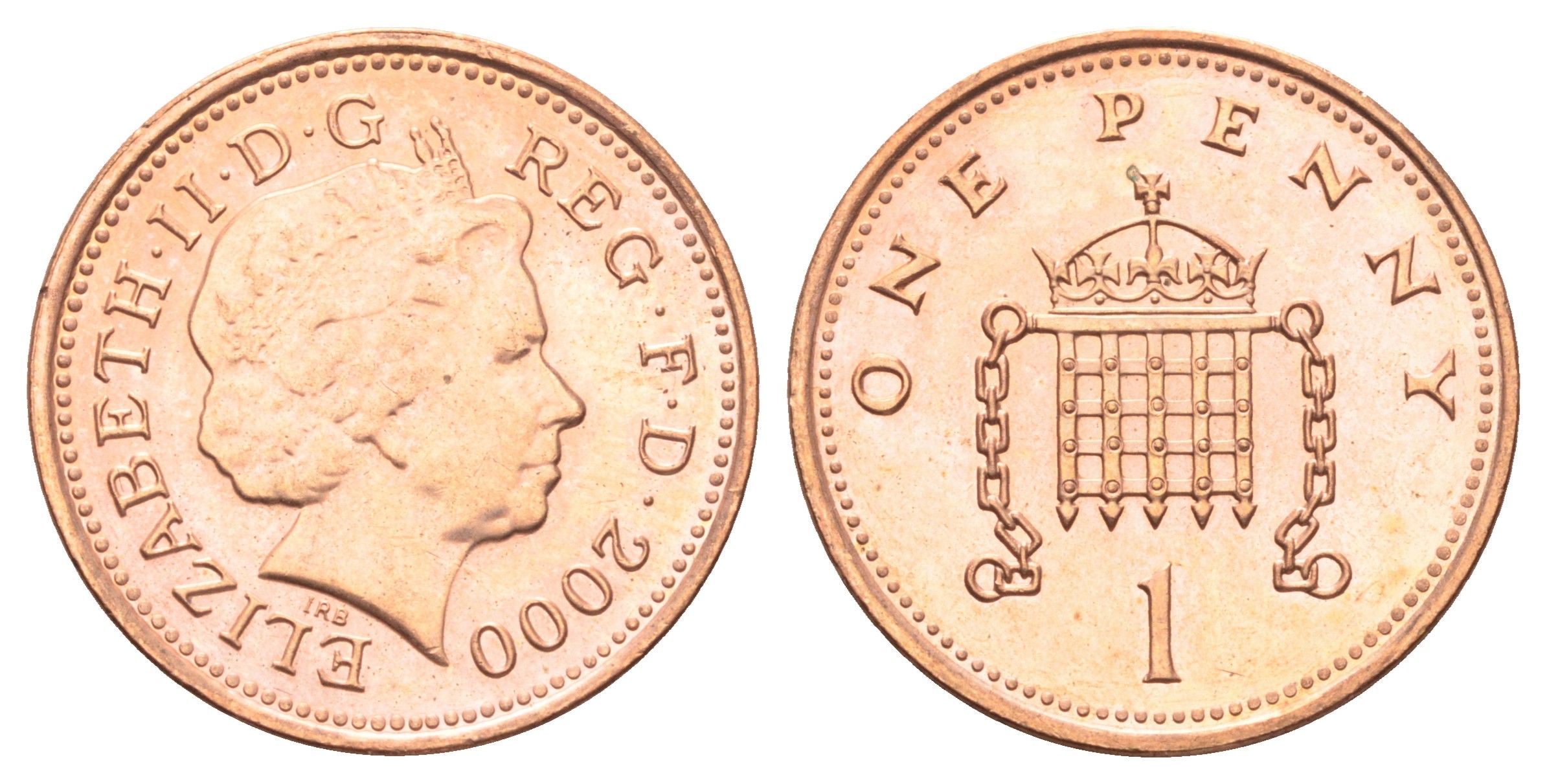 Великобритания 1 пенни 2000 Елизавета II (1952-2022) KM 986, Spink 4710 (B5) сталь плакированная медью UNC 4697-636