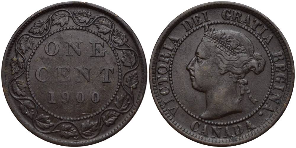 Канада 1 цент 1900 Н, Виктория (1837-1901) KM 7 бронза 27-532