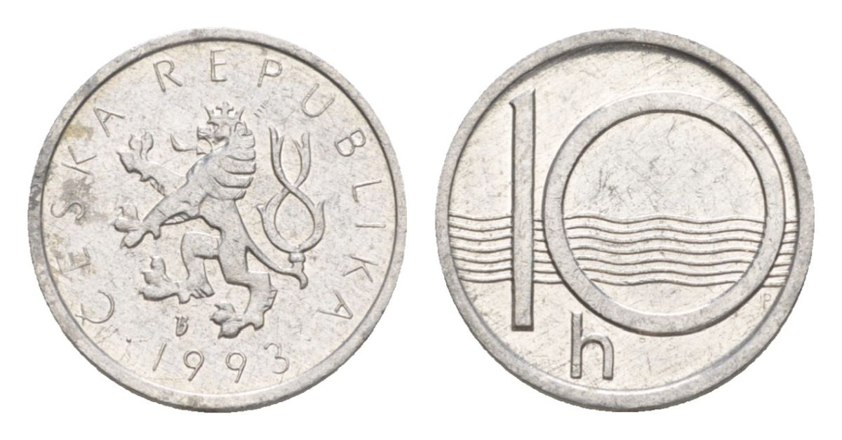 Чехия 10 геллеров 1993 KM 6 алюминий UNC 4632-515