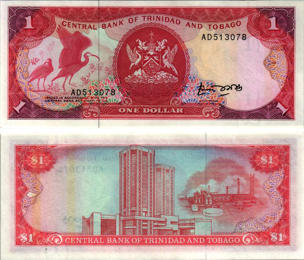 ТРИНИДАД И ТОБАГО 1 ДОЛЛАР 1985 ПОДПИСЬ 4 Pick 36а бумага UNC (ПРЕСС) 2192-54-1-1