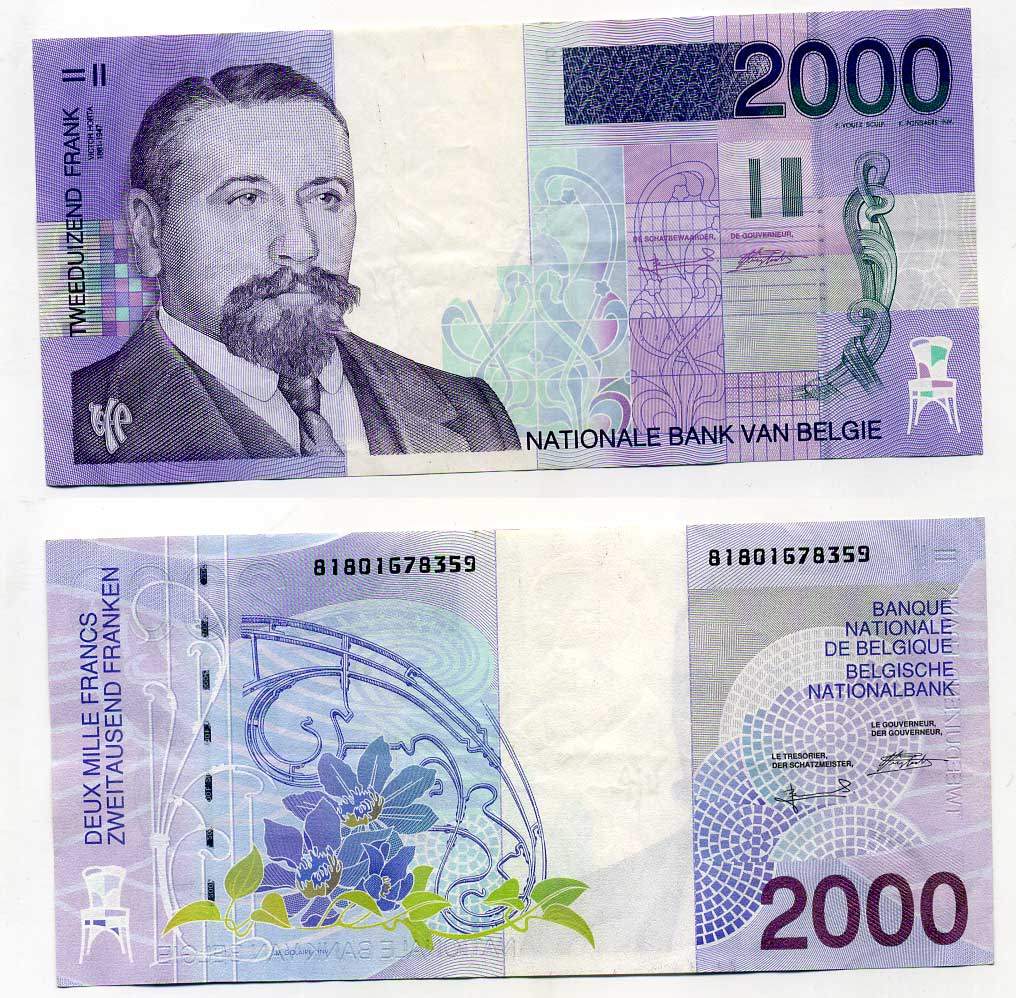 Бельгия 2000 франков ND (1994-2001) Виктор Орта Pick 151 бумага 451-121-1